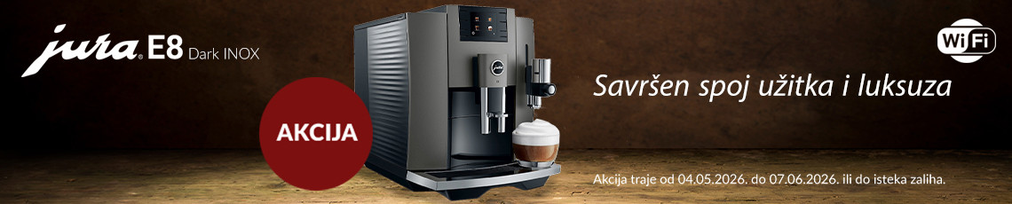 JURA akcija E8 Dark Inox 2026