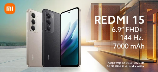 Akcija Redmi 15 mobiteli 7mj 2026