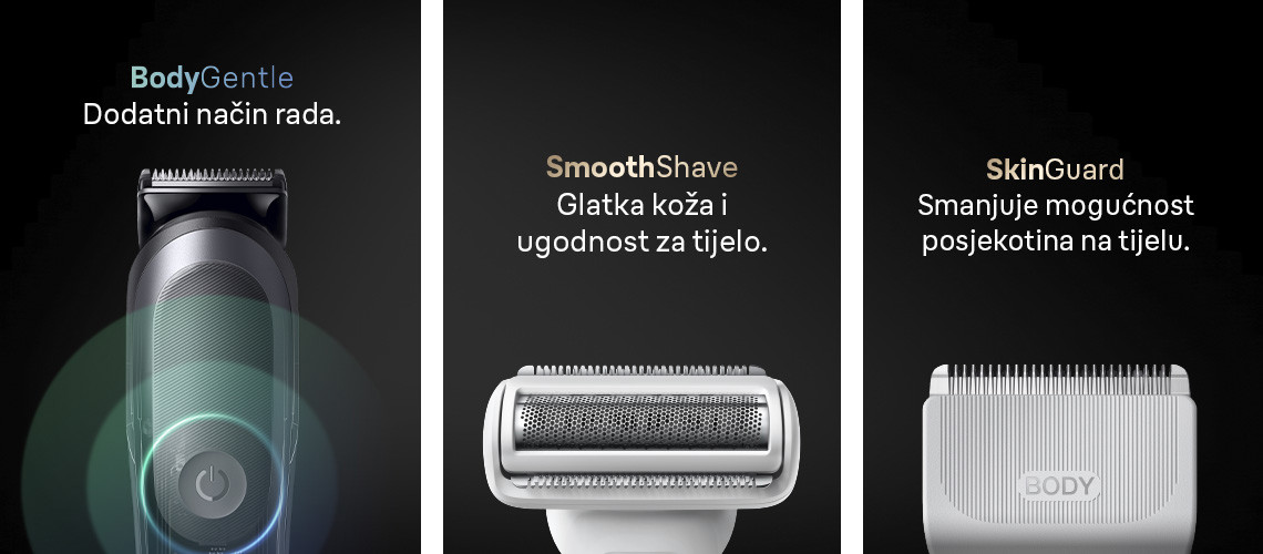 Dodatni način rada: BodyGentle, tehnologija SkinGuard i brijaća glava SmoothShave