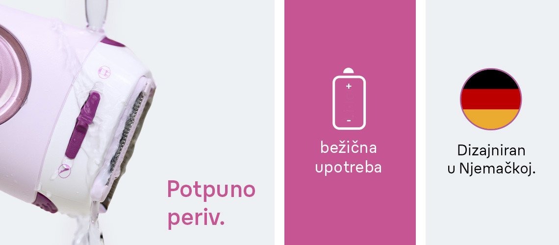 Bežična upotreba i potpuno periva glava za lako čišćenje pod tekućom vodom