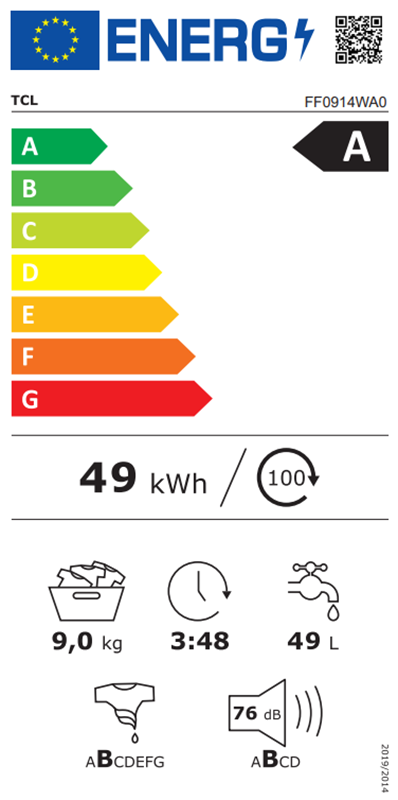 Perilica rublja,9kg,1400okr,inverter, A - slika E