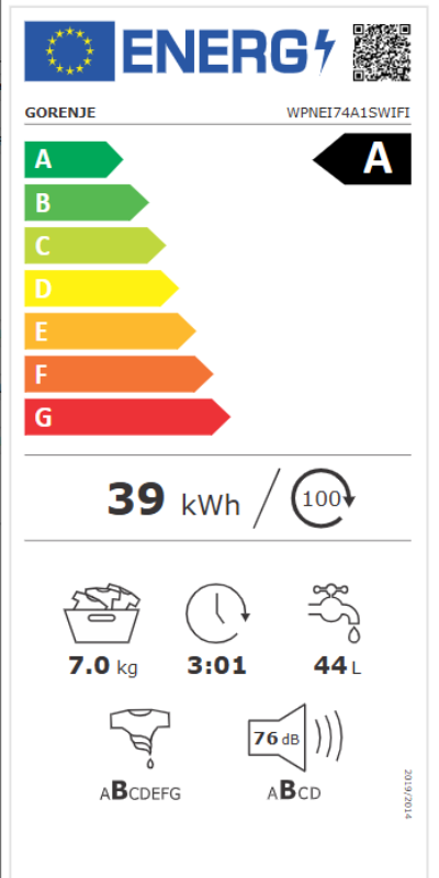 Perilica, rublja, 7kg, 1400Ookr, WIFI - slika E