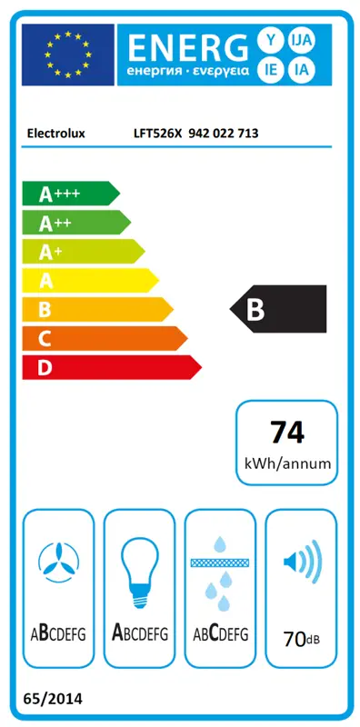 Napa, kaminska 60cm, 600m3/h - slika E