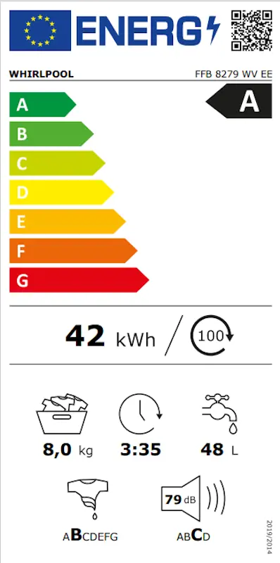 Perilica rublja 8kg, 1200ok, invert,A - slika E