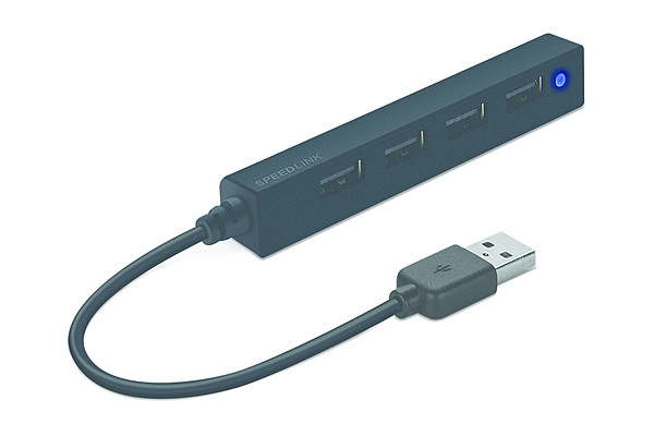 USB Hub; 2.0; 4 porta; Slim; Crni