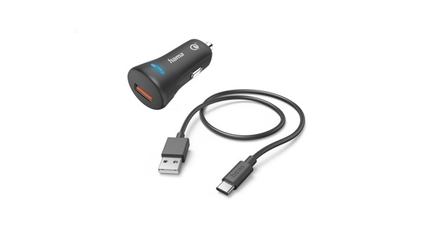 Punjač; Auto; USB-C; 19.5W; 1.5m; Crni