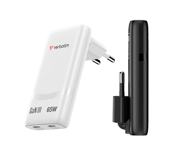 Punjač; Fold n Go; 65W; 2x USB-C; Bijeli