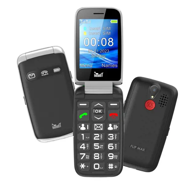 Mobitel; Preklopni; SeniorFlip Max; Crni - slika A