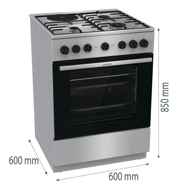 Štednjak, komb.3+1, 60cm,  inox - slika A