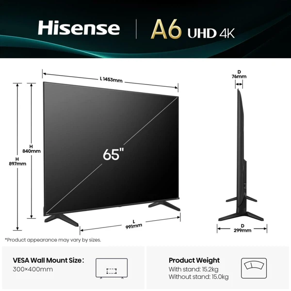 Led TV 164cm, 4K, Dolby Vision, VIDAA - slika A