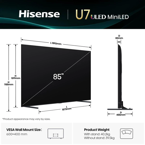Mini LED, 216cm,4K, 144Hz,Qled,VIDAA - slika A