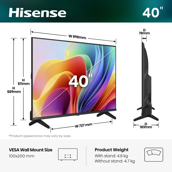 Led TV, 101 cm, Full HD, VIDAA - slika A