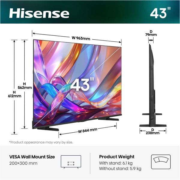 Hi-QLED,108cm,4K,Dolby Vision, VIDAA - slika A