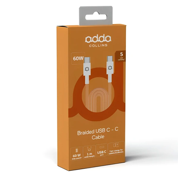 Kabel; USB-C - USB-C; 60W; 1.2m Pleteni; - slika A