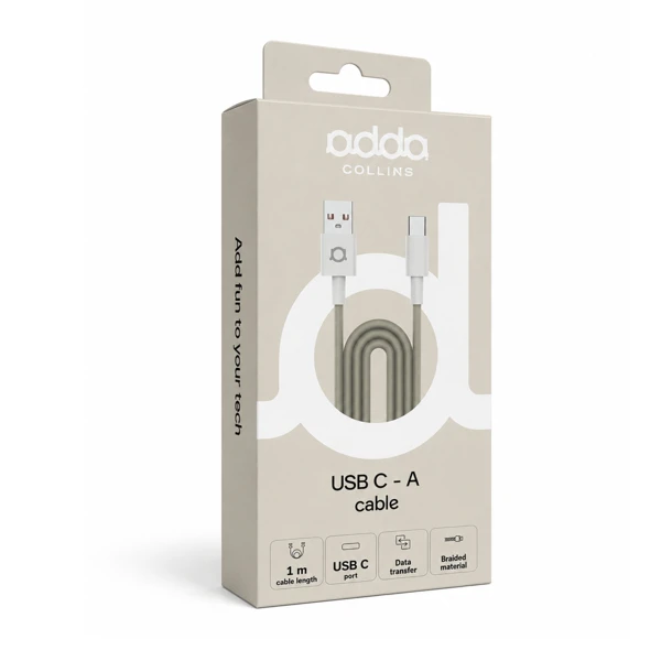 Kabel; USB-A - USB-C; 15W; 1.0m Pleteni; - slika A