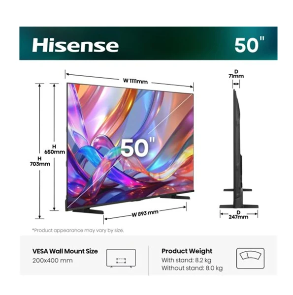 HI-QLED,126cm, 4K, Dolby Vision, VIDAA - slika A
