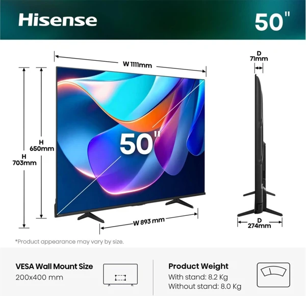 LED TV 126cm, 4K,Dolby Vision, VIDAA - slika A