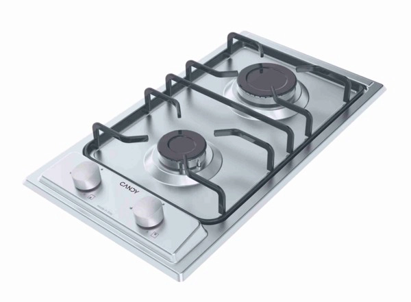 Domino ploča, 2x plin, inox - slika B