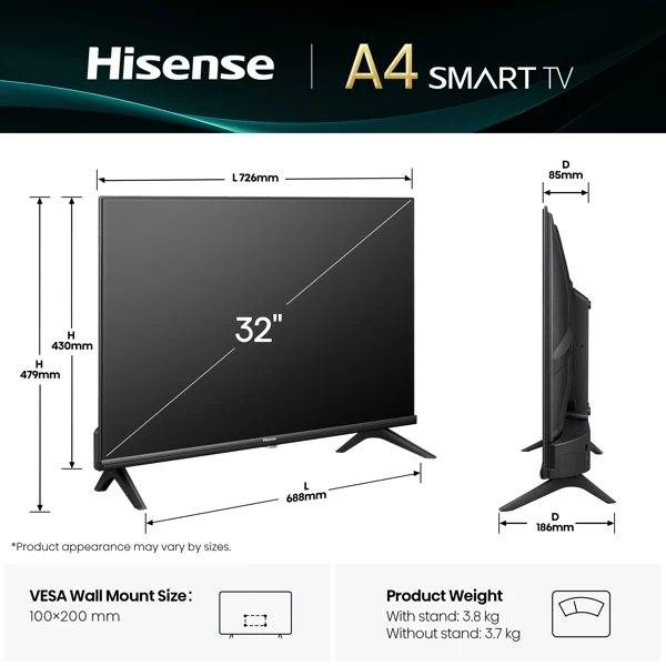 Led TV, 80cm, HD Ready, VIDAA - slika B