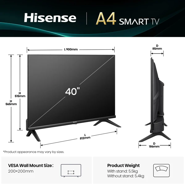 Led TV, 101 cm, Full HD, VIDAA Smart - slika B