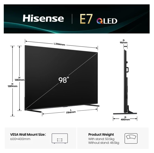 QLED,254cm,4K,144Hz,Dolby Vision, Vidaa - slika B