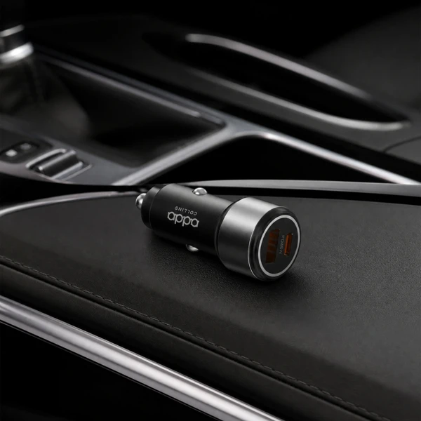 Punjač; Auto; USB-A; USB-C; 65W; Gun Met - slika B