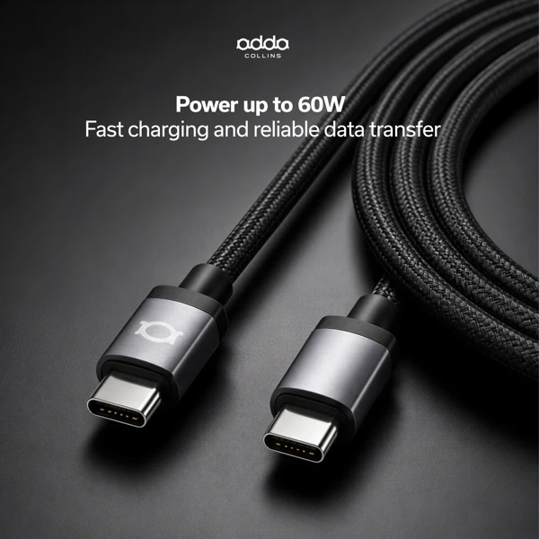 Kabel; USB-C - USB-C; 60W; 1.2m Pleteni; - slika B