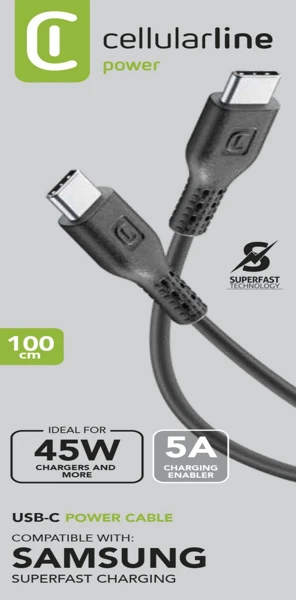 Kabel; USB-C - USB-C; 5A; 100cm; Black - slika C
