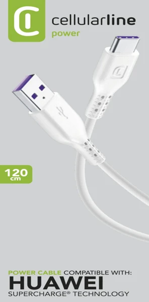 Kabel; USB-C - USB-C; 5A; 120cm; White - slika C
