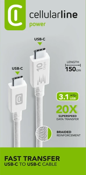Kabel; USB-C - C; 3.1; 1.5m; White - slika C