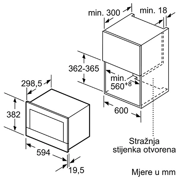 Mikrovalna pećnica ugradbena bijela - slika D