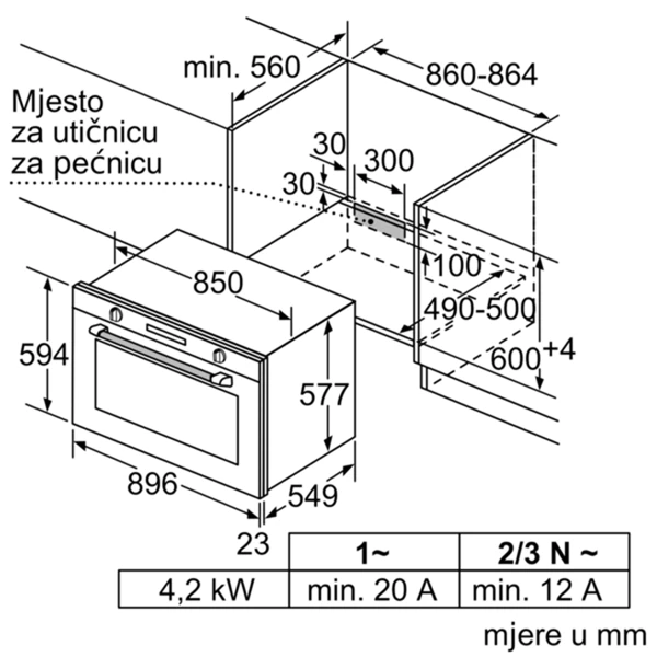 Pećnica ugradbena, 90 cm - slika D