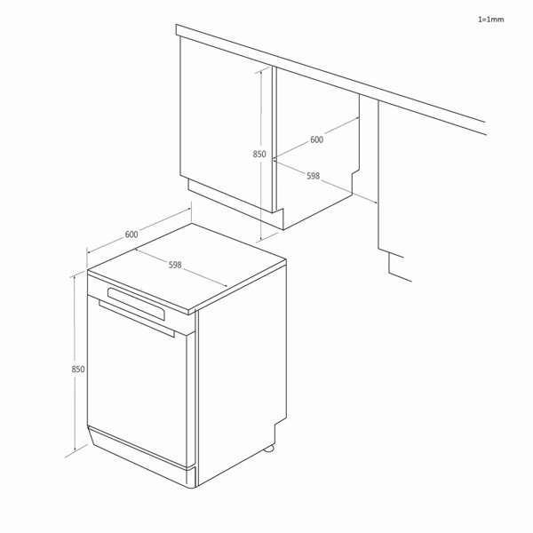 Perilica posuđa,inverter,C,5prog,srebrn - slika D