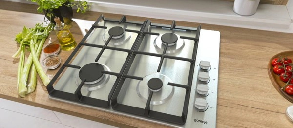 Ploča, 4 plin, inox - slika F
